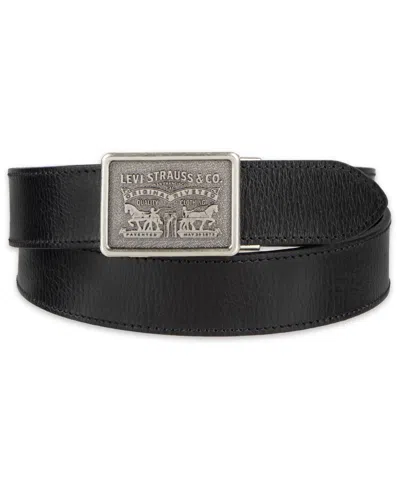 Levi's Men's Leather Plaque-buckle Belt In Black
