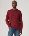 Levi's Men's Long Sleeve Crewneck Pocket T-shirt In Burgundy