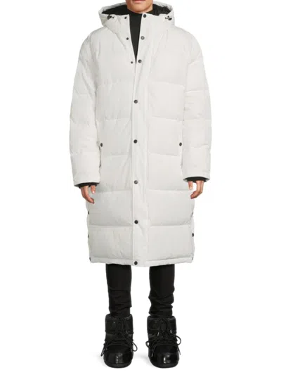 Levi's Men's Longline Hooded Puffer Jacket In White