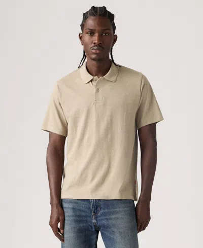 Levi's Men's Merritt Striped Collared Polo Shirt In Brown