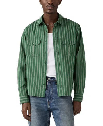 Levi's Men's Morro Relaxed Fit Cropped Long Sleeve Striped Button-front Shirt In Green