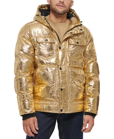 Levi's Men's New Fashion Quilted Hooded Puffer Jacket, Created For Macy's In Gold Bandana