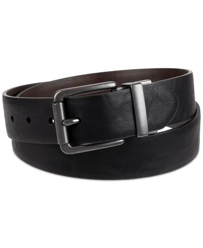 Levi's Men's Plaque Buckle Reversible Stretch Belt In Blk,brn