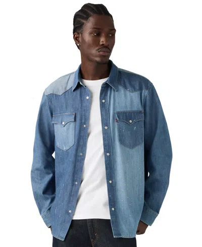 Levi's Men's Premium Western Long-sleeve Denim Shirt In Blue
