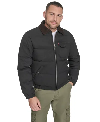 Levi's Men's Quilted Corduroy Collar Depot Jacket In Black