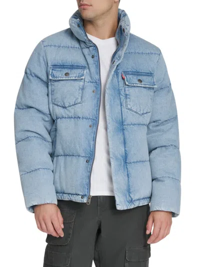 Levi's Men's Quilted Cotton Denim Puffer Jacket In Blue