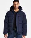 Levi's Men's Quilted Hooded Puffer Jacket In Blue