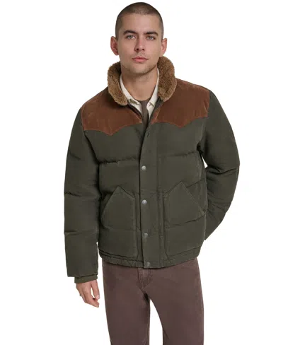 Levi's Men's Quilted Mixed-media Rancher Jacket In Green