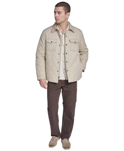 Levi's Men's Quilted Zippered Western Shirt Jacket In Brown