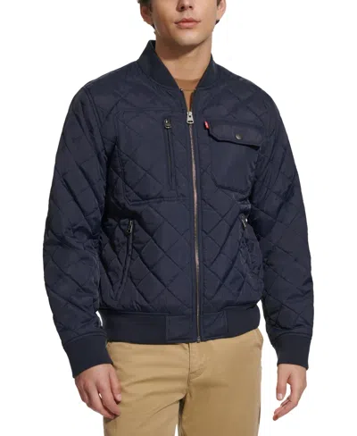 Levi's Men's Regular-fit Diamond-quilted Bomber Jacket In Navy