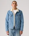 Levi's Men's Regular Fit Sherpa Denim Trucker Jacket In Blue