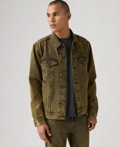 Levi's Men's Regular Fit Stretch Denim Trucker Jacket In Green