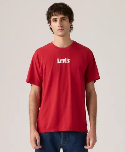 Levi's Men's Relaxed Fit Box Tab Logo Crewneck T-shirt In Red