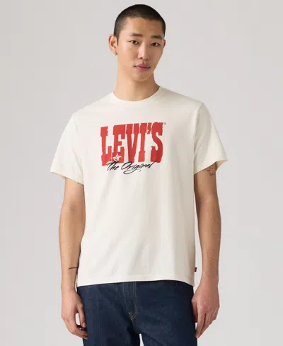 Levi's Men's Relaxed Fit Box Tab Short Sleeve Logo Graphic Crewneck T-shirt In White