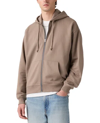Levi's Men's Relaxed Fit Cropped Full-zip Hoodie In Brown