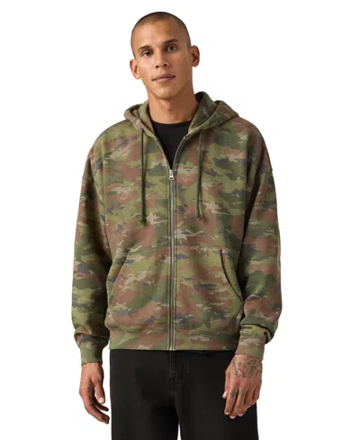 Levi's Men's Relaxed-fit Cropped Full-zip Hoodie In Green