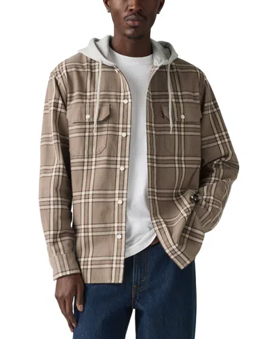 Levi's Men's Relaxed Fit Hooded Long Sleeve Button-front Overshirt In Multi