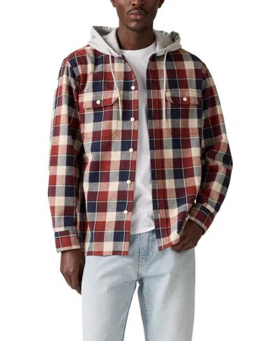 Levi's Men's Relaxed Fit Hooded Long Sleeve Button-front Overshirt In Multi