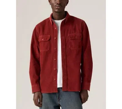 Levi's Men's Relaxed Fit Long Sleeve Button Front Worker Shirt In Red