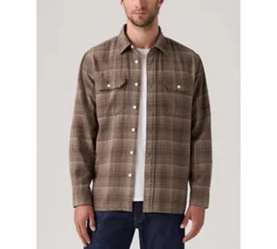 Levi's Men's Relaxed Fit Long Sleeve Button Front Worker Shirt In Brown
