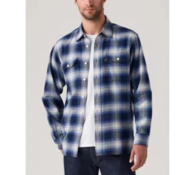 Levi's Men's Relaxed Fit Long Sleeve Button Front Worker Shirt In Blue
