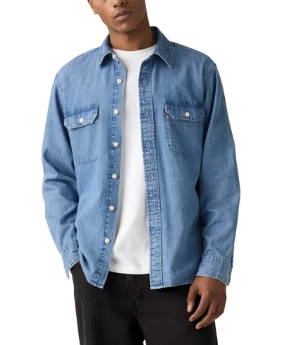 Levi's Men's Relaxed Fit Long Sleeve Button Front Worker Shirt In Blue