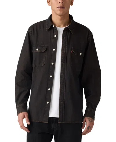 Levi's Men's Relaxed Fit Long Sleeve Button Front Worker Shirt In Brown