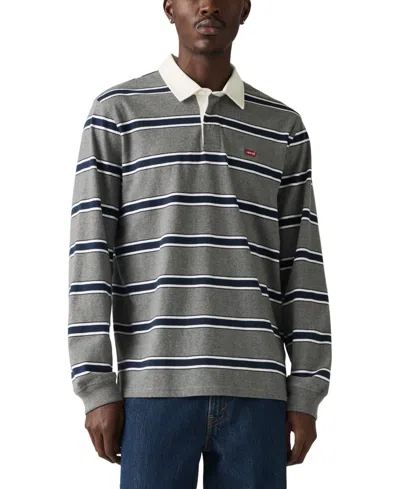 Levi's Men's Relaxed-fit Long Sleeve Striped Rugby Shirt In Gold