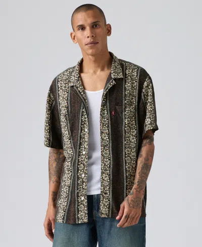 Levi's Men's Relaxed-fit Camp Collar Shirt In Brown,beige