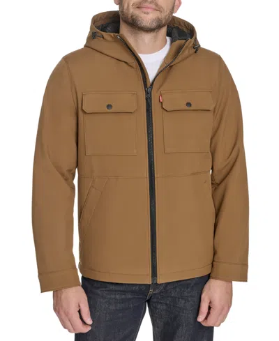 Levi's Men's Rib Stop Softshell With Hood Jacket In Blue