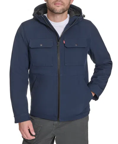 Levi's Men's Rib Stop Softshell With Hood Jacket In Blue