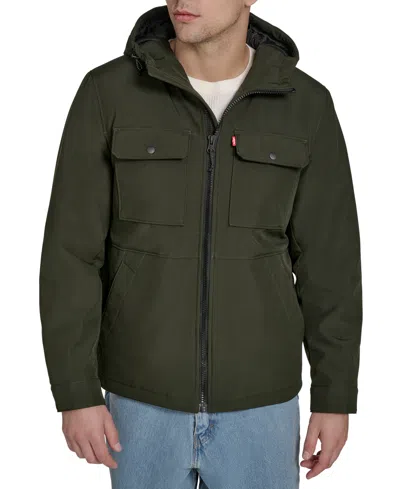 LEVI'S MEN'S RIB STOP SOFTSHELL WITH HOOD JACKET