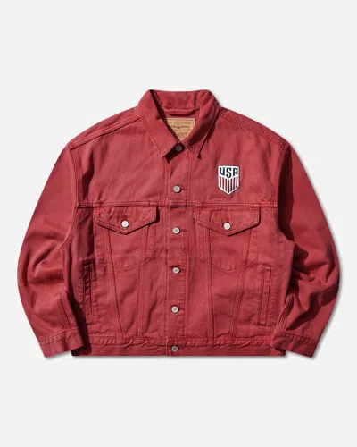 Levi's Men S U.s. Soccer Type Iii Trucker Jacket Red In White