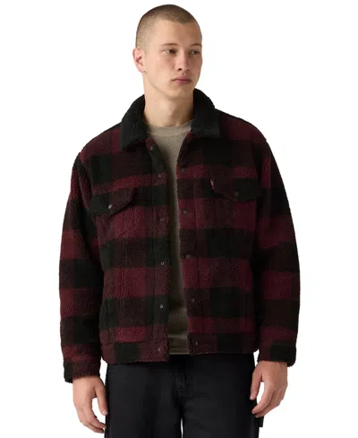 Levi's Men's Sherpa Trucker Denim Jacket In Brown