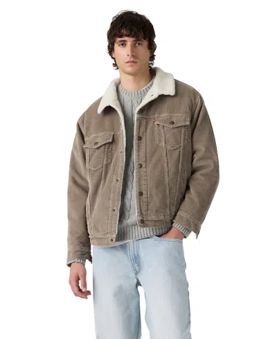 Levi's Men's Sherpa-lined Regular-fit Trucker Jacket In Gray