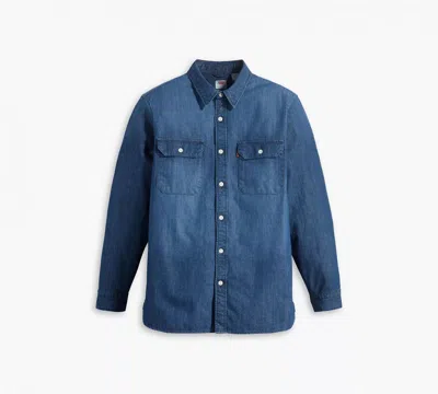 Levi's Men's Shirts Levis 19573 0211 - Jackson Worker Overshirt Sterling Dark Wash In Blue