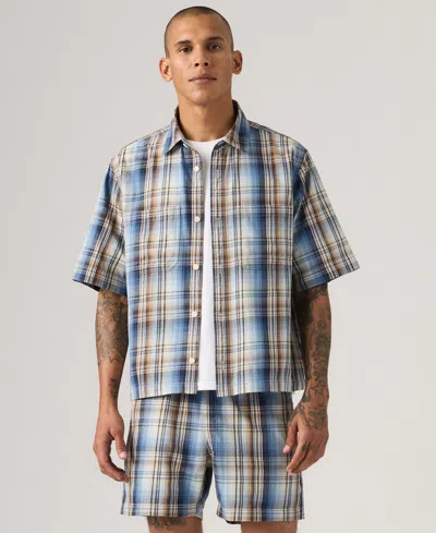 Levi's Men's Short-sleeve Mechanic Boxy Shirt In Gray