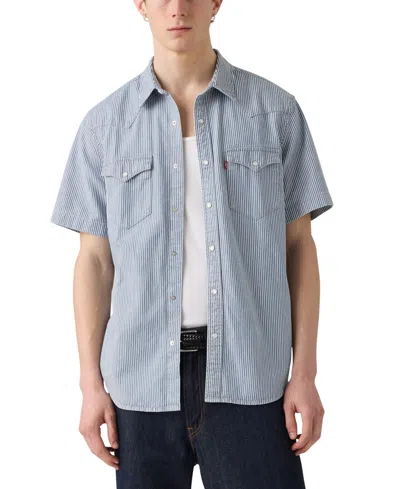 Levi's Men's Short Sleeve Snap-front Western Shirt In Gray
