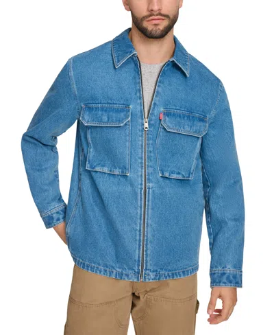 Levi's Men's Solid Full-zip Shirt Jacket In Blue