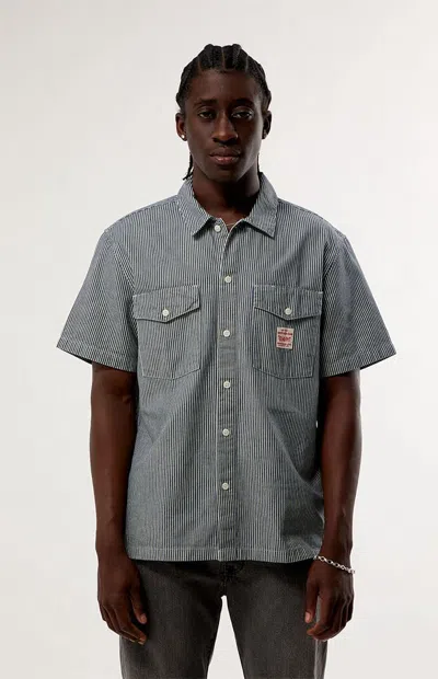 Levi's Men's Striped Worker Short Sleeve Shirt In Gray