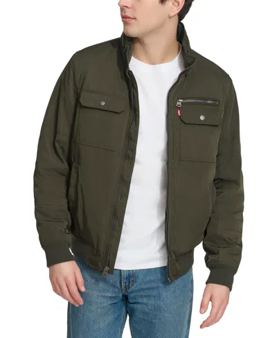 Levi's Men's Twill Stand-collar Jacket In Army Green