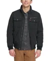 Levi's Men's Faux Shearling Collar Bomber Jacket In Black
