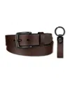 Levi's Men's Two-tone Belt And Key Fob Set In Brown