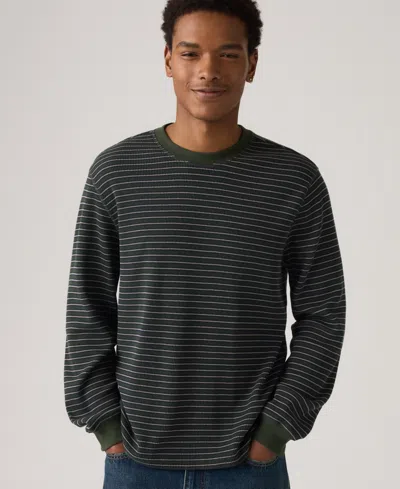 Levi's Men's Waffle Knit Thermal Long Sleeve T-shirt In Green