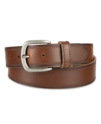 Levi's Men's Western Edge Embossed Casual Leather Belt In Tan