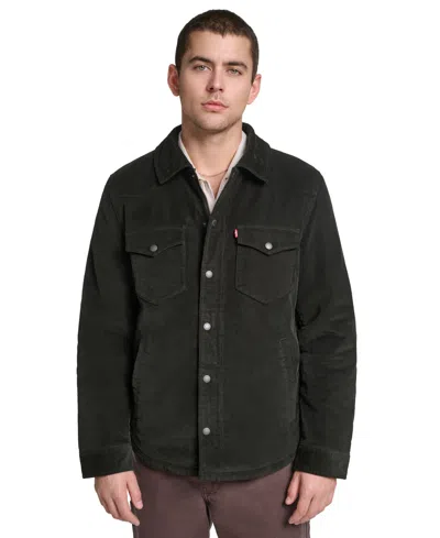 Levi's Men's Western Regular-fit Corduroy Shirt Jacket In Black