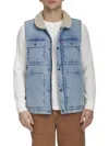 Levi's Men's Woodsman Faux Shearling Collar Denim Vest In Blue