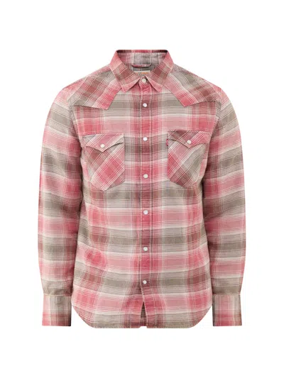 Levi's Mens Barstow Western Standard Check Flannel Shirt In Earth Red