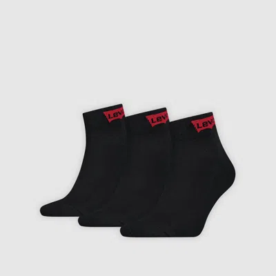 Levi's Mid Cut Batwing Socks 3 Pack In Black
