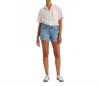 Levi's Mid Length Jean Shorts In Im Just A Fan Medium Wash In White